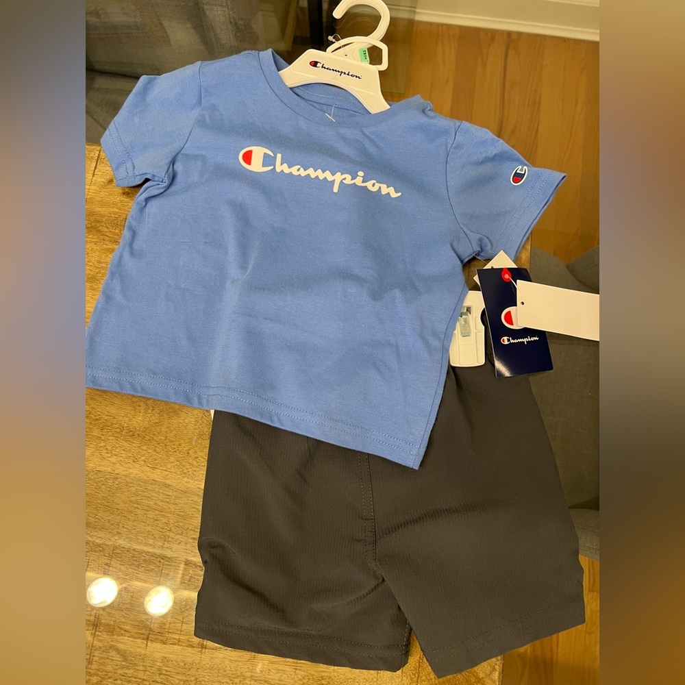 Champion Kids Light Blue Tee and shorts set outfit
